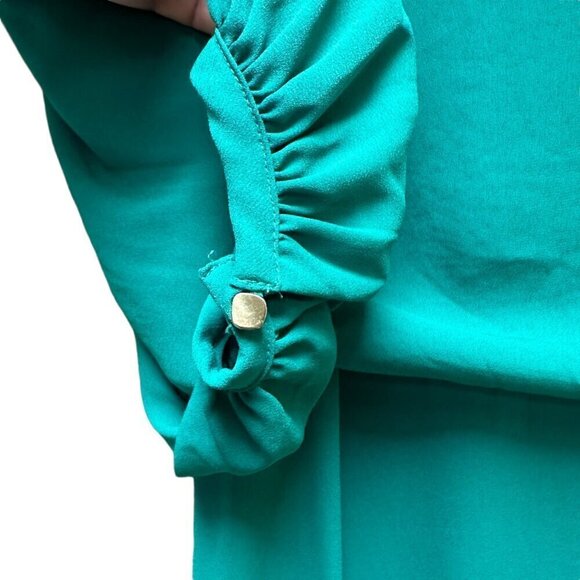 Anthropologie Dress Maeve Green Chiffon Valparaiso Bow Career Work Size 2 - Picture 6 of 9